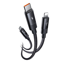 „3 viename“ USB į USB-C / „Lightning“ / „Micro USB“ laidas, „Mcdodo CA-5790“, 3,5 A, 1,2 m (juodas)