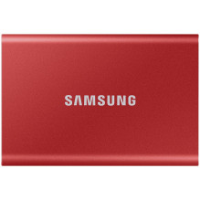 Samsung SSD T7 išorinis 2TB, USB 3.2, 1050/ 1000 MB/ s, su USB Type C-to-C ir Type C-to-A laidais, 3 m., metalo raudona,