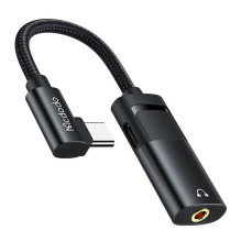USB-C į AUX mini lizdas 3,5 mm + USB-C adapteris, Mcdodo CA-1880 (juodas)