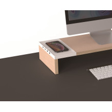 POUT EYES9 - All-in-one wireless charging &amp; hub station for dual monitors, Deep White