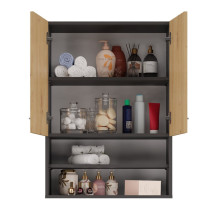 Topeshop POLA MINI DK ANT / ART bathroom storage cabinet Graphite, Oak