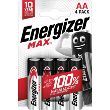 ENERGIZER BATTERIES ALKALINE MAX AA LR6, 4 PIECES, ECO PACKAGING