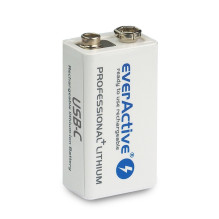 Rechargeable battery everActive 6F22 / 9V Li-ion 550 mAh with USB TYPE C