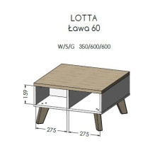 Cama LOTTA 60 coffee table wotan oak / mat black