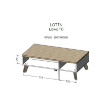 Cama LOTTA 110 coffee table wotan oak / mat black