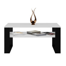 Topeshop MODERN 1P WHITE BLACK coffee / side / end table Coffee table Rectangular shape 2 leg(s)