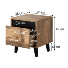 NORD bedside table 2 pcs. 40x38x45 cm oak wotan / anthracite