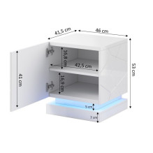 QIU bedside table 2 pcs. 46x41.5x53 cm white glossy / white glossy