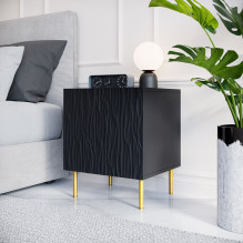 Bedside table 2 pcs. JUNGLE 53.5x40.5x44 black matt + golden legs