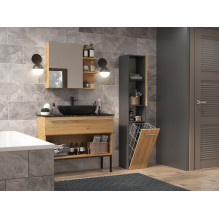 Topeshop NEL III ANT / ART bathroom storage cabinet Graphite, Oak