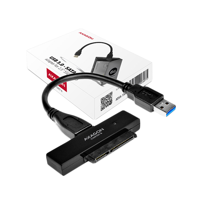 AXAGON ADSA-1S USB2.0 – SATA HDD išorinis adapteris, įsk. 2,5" dėklas
