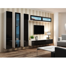 Cama Cabinet VIGO &quot;90&quot; glass 90 / 35 / 32 white / black gloss