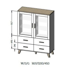 Cama display cabinet LOTTA 2D4D wotan oak + mat black