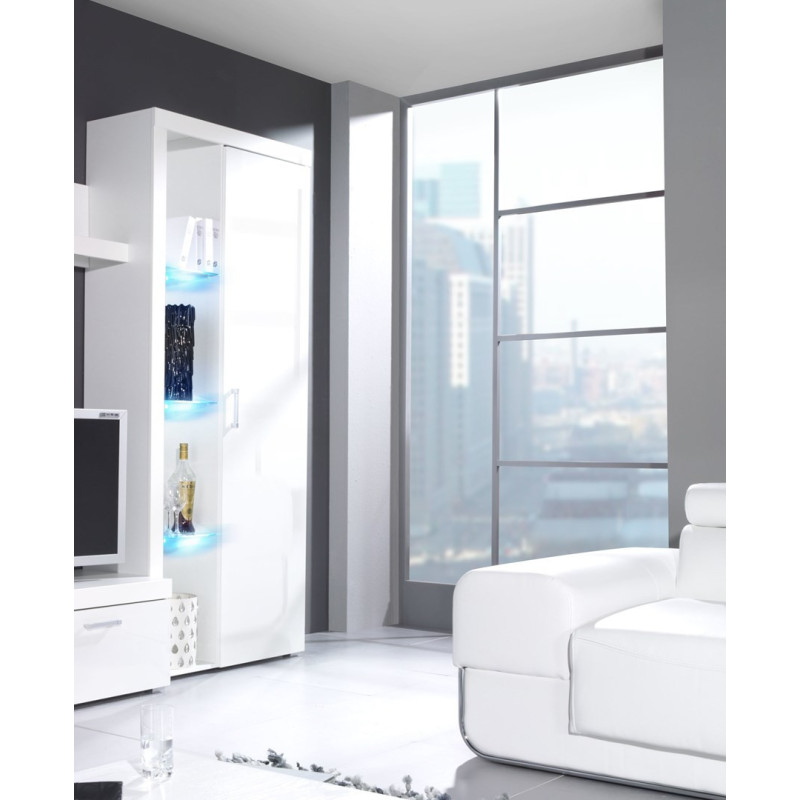 Cama high display cabinet SAMBA white / white gloss