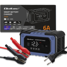 Qoltec 52483 Battery charger with repair function , Intelligent microprocessor charger , 12V , 6A , LED , 4 modes