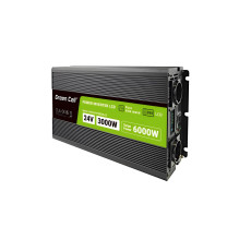Green Cell Przetwornica napicia PowerInverter LCD 24 V 3000W / 60000W Przetwornica samochodowa z wywietlaczem - czysty s