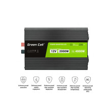 Green Cell PowerInverter LCD 12V to 230V 2000W / 40000W car inverter with LCD display - pure sine wave