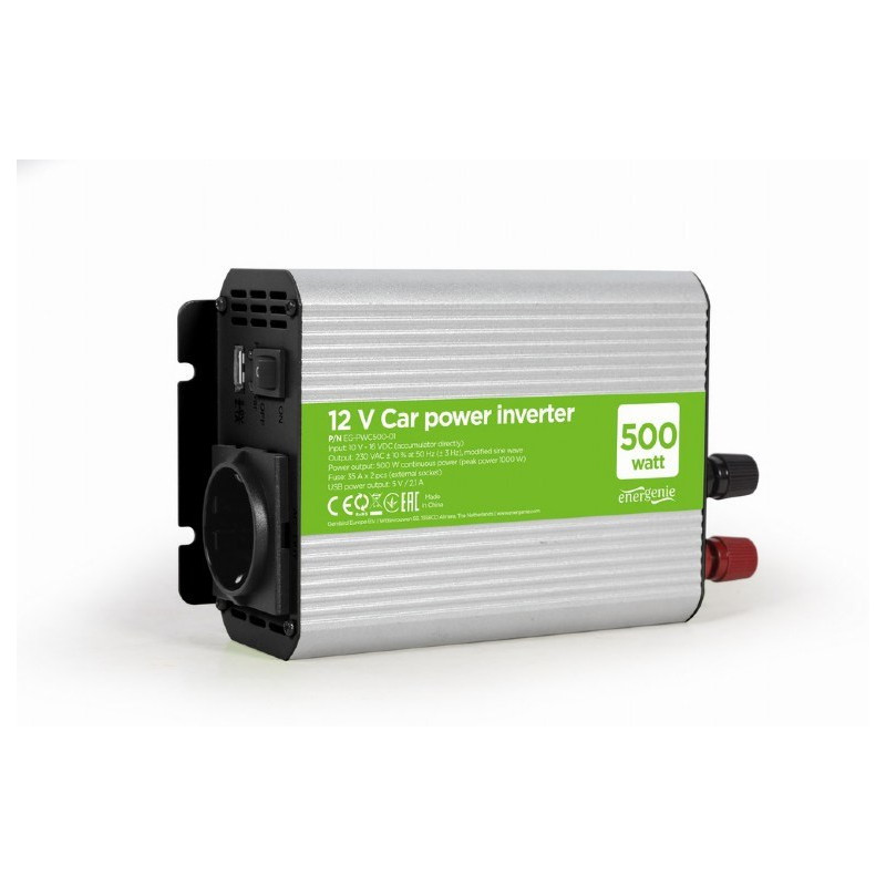 Gembird EG-PWC500-01 power adapter / inverter Auto 500 W Grey