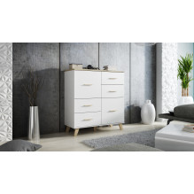 Cama Sideboard LOTTA 110 2D4S white / sonoma oak