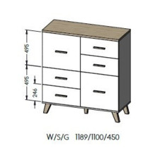 Cama indauja LOTTA 110 2D4S balta / ąžuolas sonoma