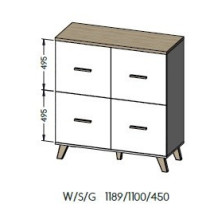 Cama indauja LOTTA 110 4D balta + ąžuolas sonoma