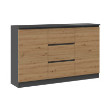 2D3S chest of drawers 120x30x75 cm, anthracite / artisan