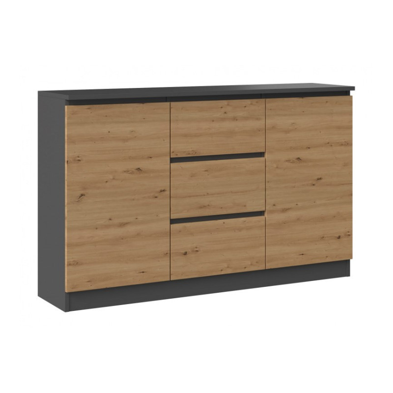 2D3S chest of drawers 120x30x75 cm, anthracite / artisan