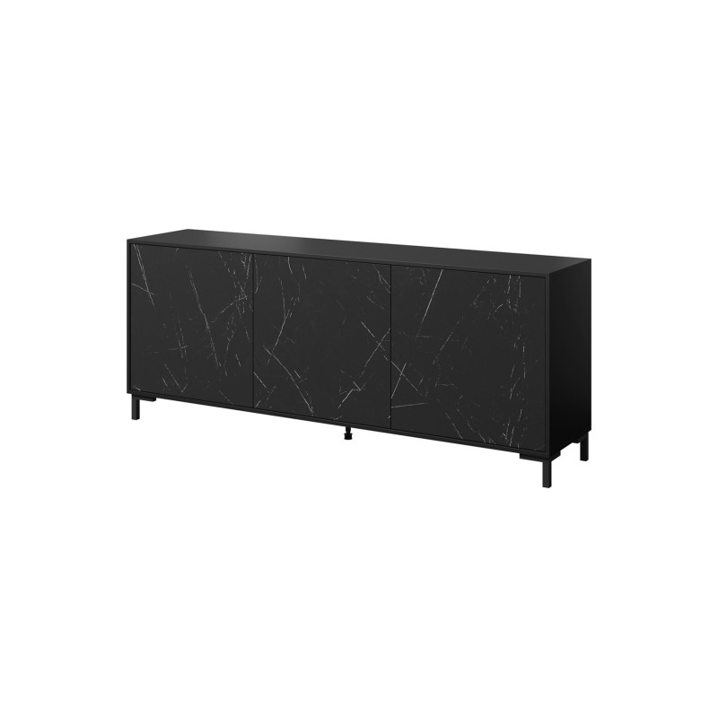 MARMO 3D chest of drawers 200x45x80,5 cm matte black / marble black