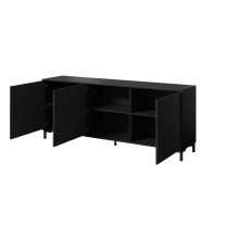 MARMO 3D chest of drawers 200x45x80,5 cm matte black / marble black