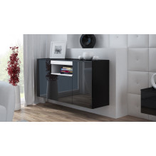 Cama sideboard VIVA 150 black / black gloss + white