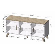 Cama indauja LOTTA 150 3D wotan ąžuolas + matinė juoda