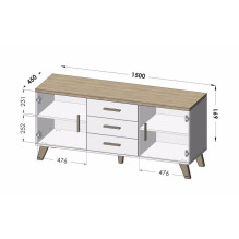 Cama indauja LOTTA 150 2D3S ąžuolas + matinis juodas