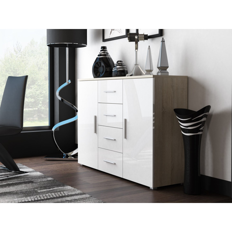 Cama living room sideboard UNI sonoma oak / white gloss