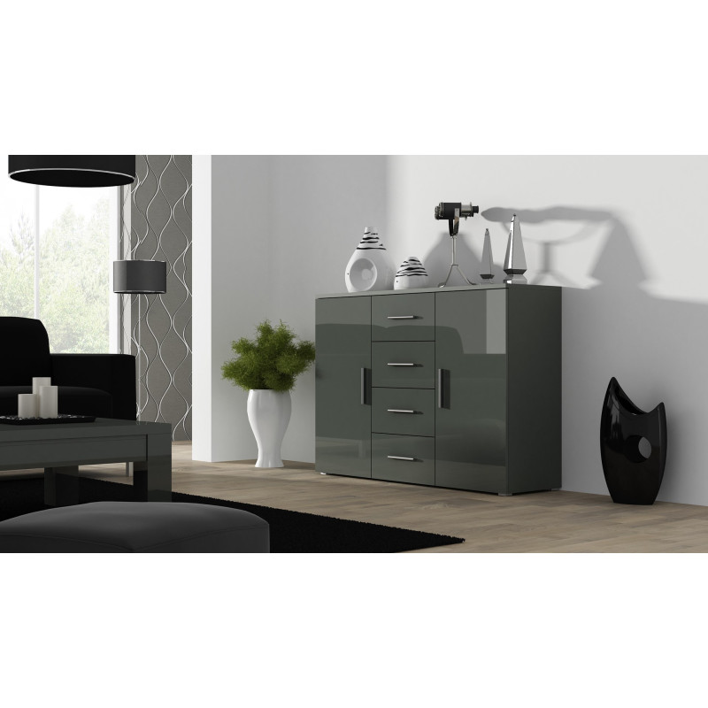 Cama living room sideboard UNi grey / grey gloss