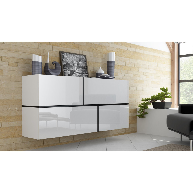 Cama sideboard GOYA 170 / 40 / 80 white / white gloss+black