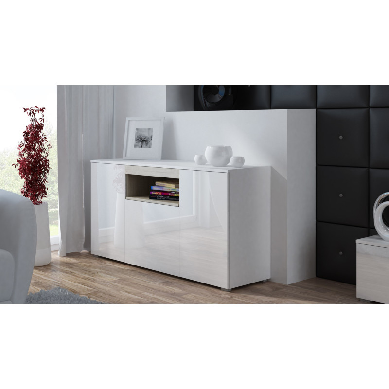 Cama sideboard VIVA 150 white / white gloss + sonoma oak