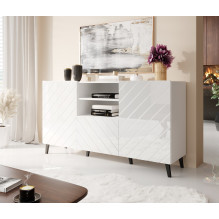 ABETO chest of drawers 150x42x82 white glossy