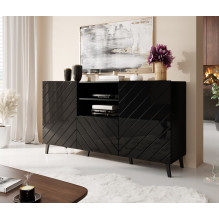 ABETO chest of drawers 150x42x82 gloss black / black