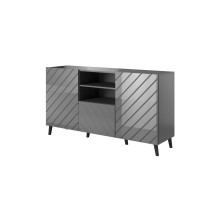 ABETO chest of drawers 150x42x82 graphite / gloss