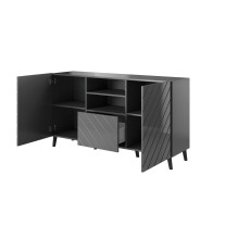 ABETO chest of drawers 150x42x82 graphite / gloss