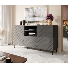 ABETO chest of drawers 150x42x82 graphite / gloss