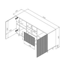 Cama komoda PAFOS 150x42x82 balta matinė