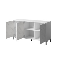 MARMO 3D chest of drawers 150x45x80.5 cm white matt / marble white