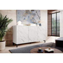 MARMO 3D chest of drawers 150x45x80.5 cm white matt / marble white