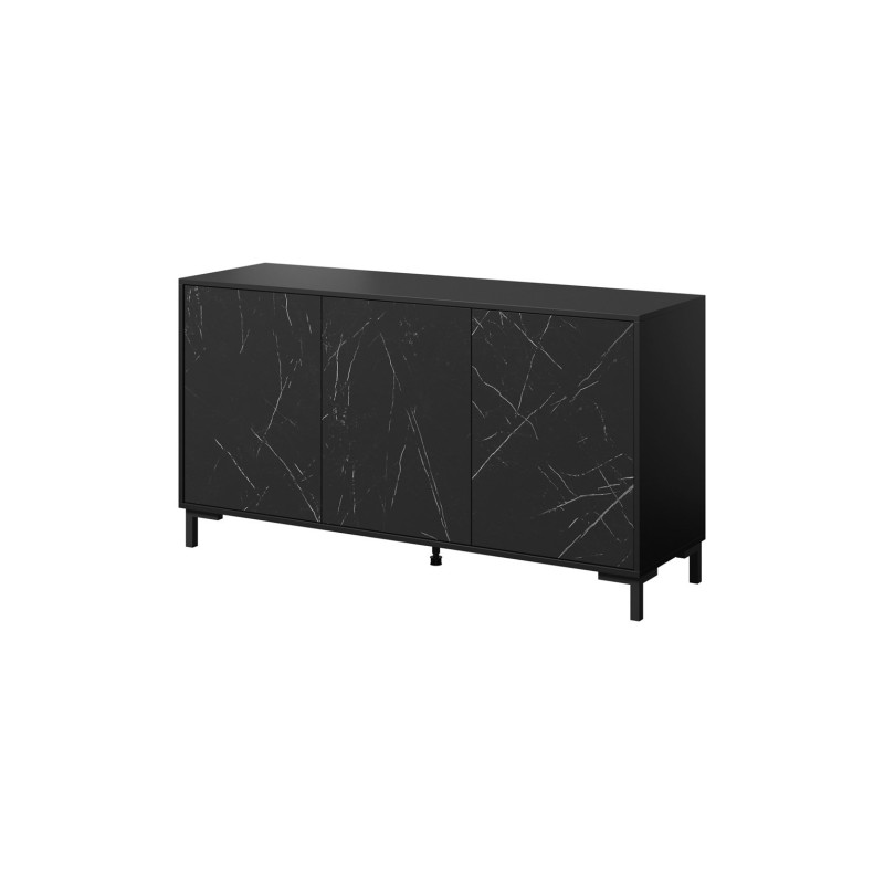 MARMO 3D chest of drawers 150x45x80.5 cm matte black / marble black