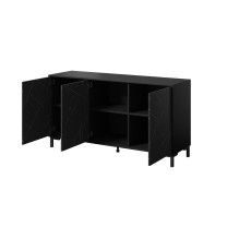 MARMO 3D chest of drawers 150x45x80.5 cm matte black / marble black