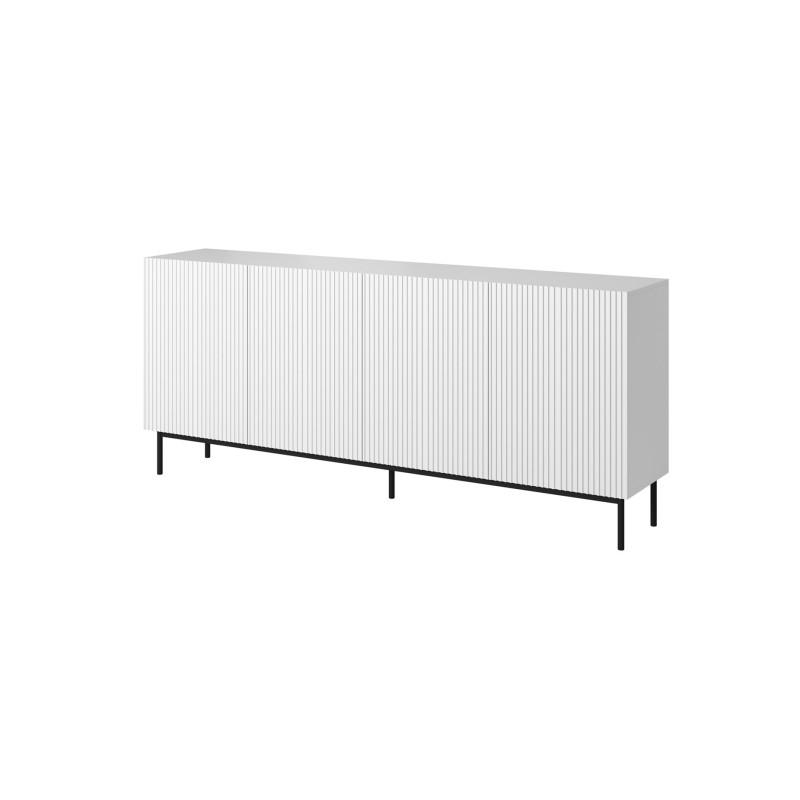 PAFOS chest of drawers on a black steel frame 200x40x102 cm white matt