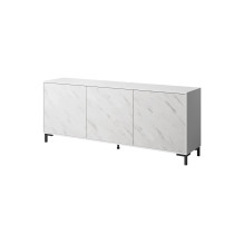 MARMO 3D chest of drawers 200x45x80,5 cm white matt / marble white