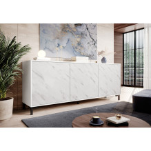 MARMO 3D chest of drawers 200x45x80,5 cm white matt / marble white