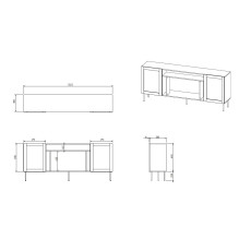 JUTA EF komoda + elektrinis židinys 202x39,5x85 juoda + linolis calabria